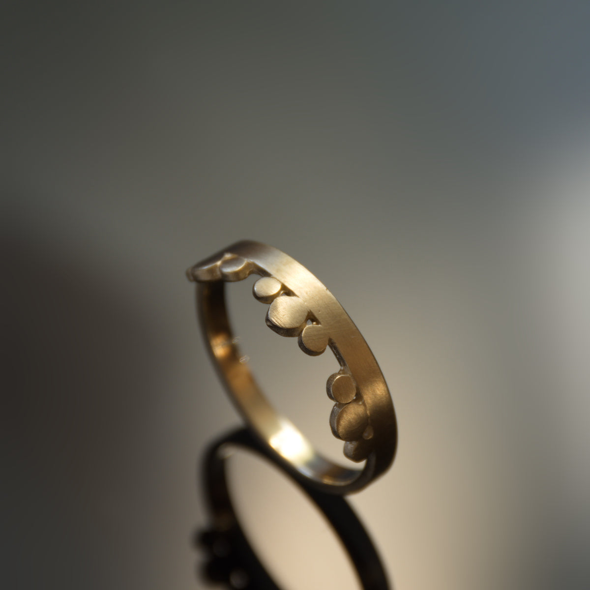 RG1868 Matte Gold Ring with Dots