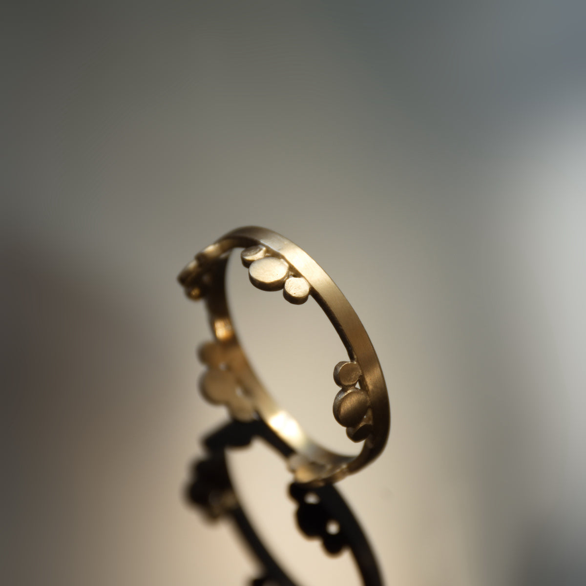 RG1869 Matte Gold Stacking ring with Dotted Pattern