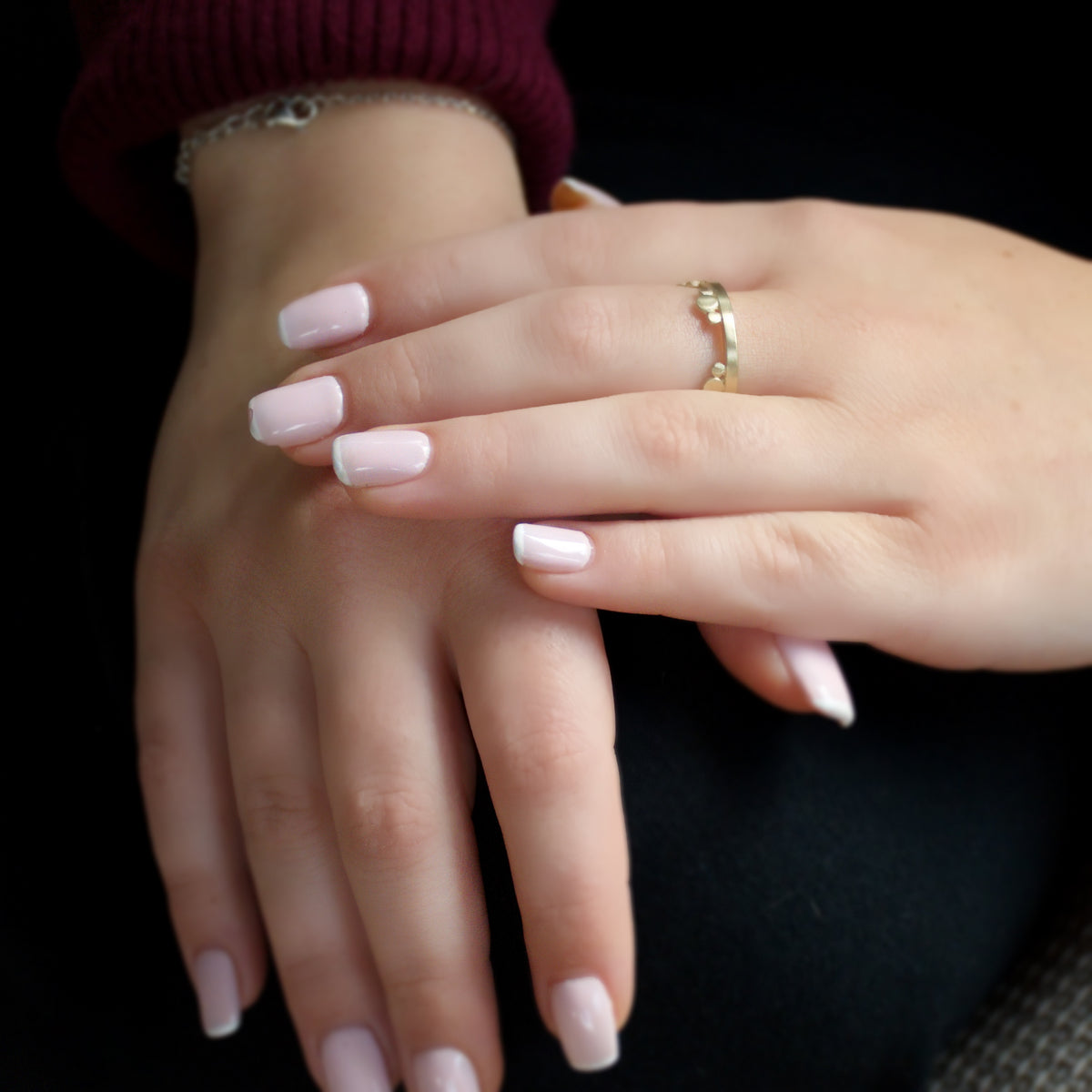 RG1869 Matte Gold Stacking ring with Dotted Pattern