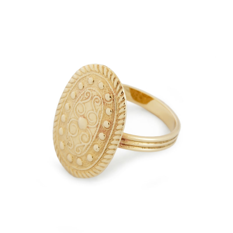 RG1870 Ethnic Oval Gold Ring