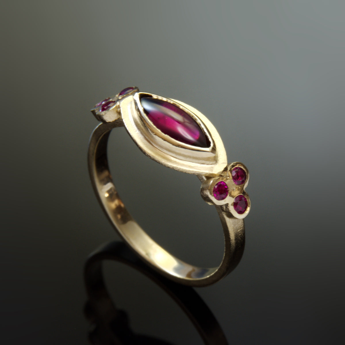 RG1870A Gold Ring with Marquise Garnet and Ruby Accents