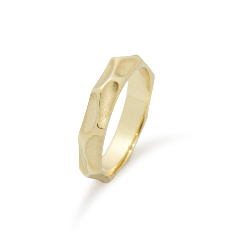 Matte Flat Court 18K Solid Gold Ring Minimalist 5mm | Handmade Wedding Band  - Shop Joyce Wu Handmade Jewelry General Rings - Pinkoi