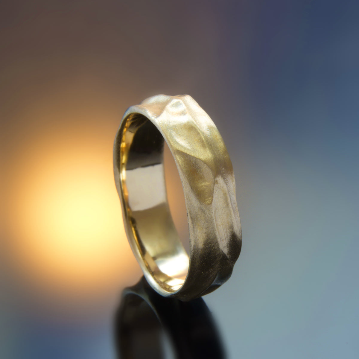 RG1876 Matte Gold Wedding Ring with Curves