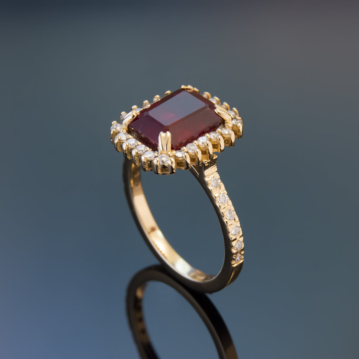 RG1880 Elegant Ruby and Diamonds Ring