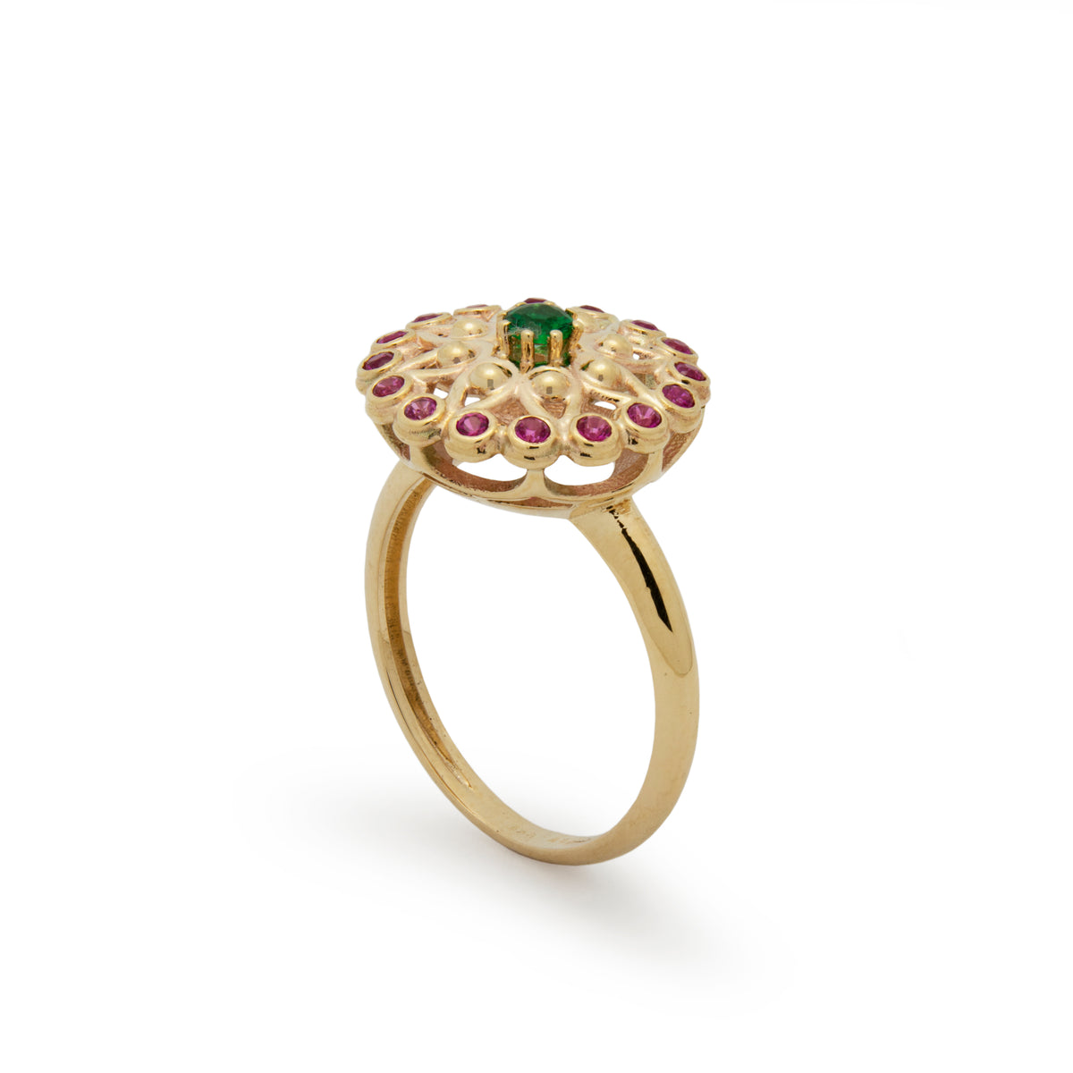 RG1883 Gold Estate Ring with Ruby and Emerald