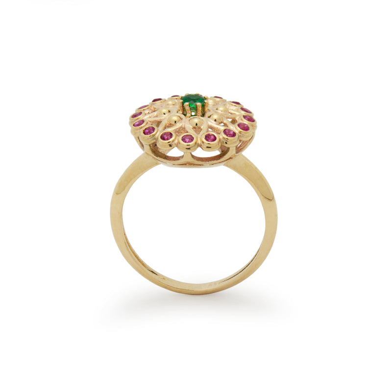 RG1883 Gold Estate Ring with Ruby and Emerald