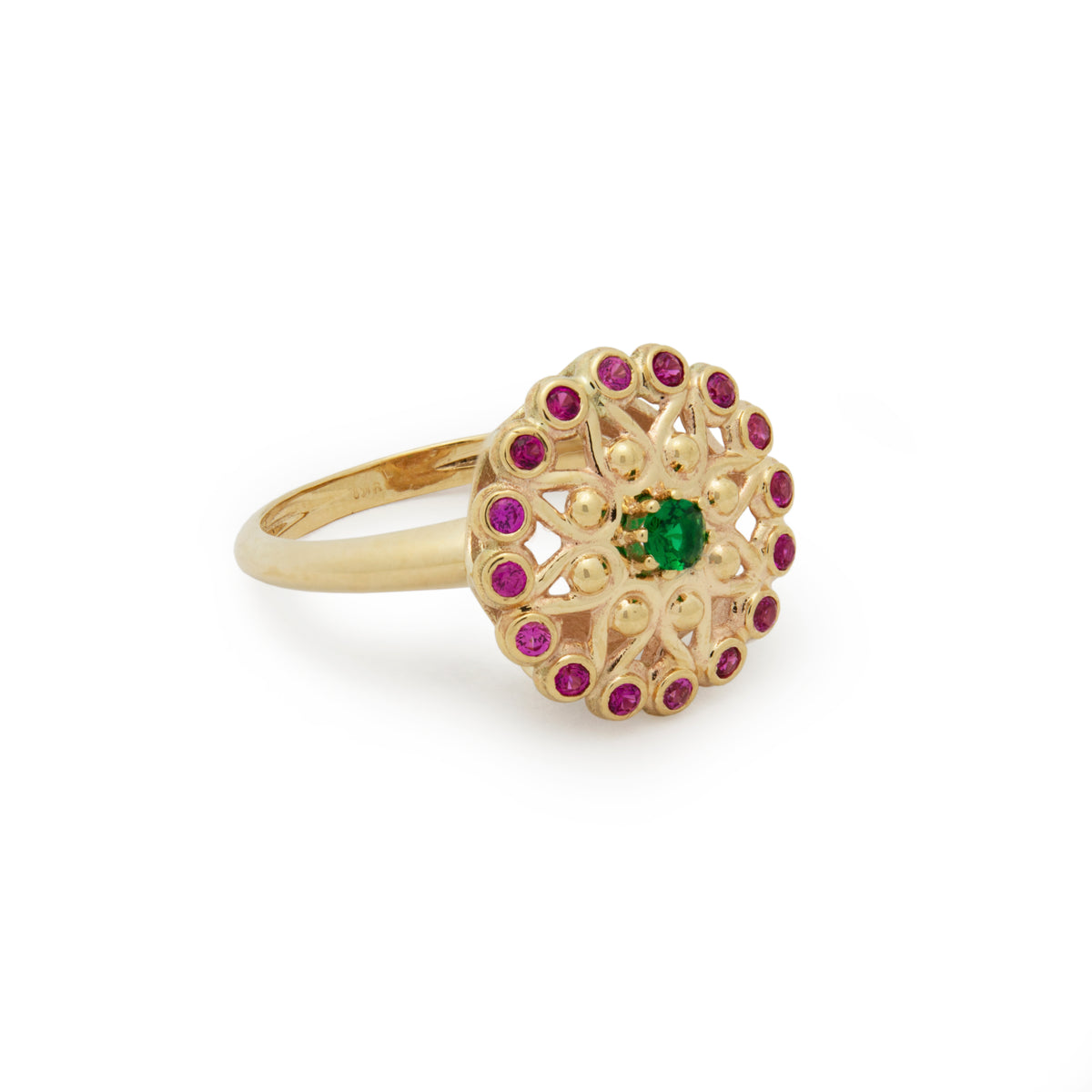 RG1883 Gold Estate Ring with Ruby and Emerald