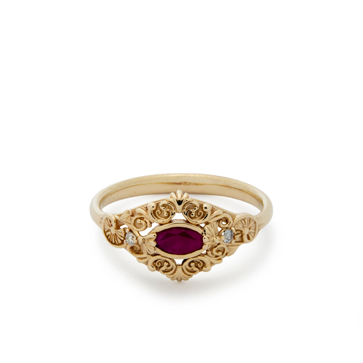 RG1885 Victorian Ring with Ruby and Diamonds