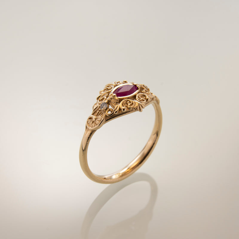 RG1885 Victorian Ring with Ruby and Diamonds