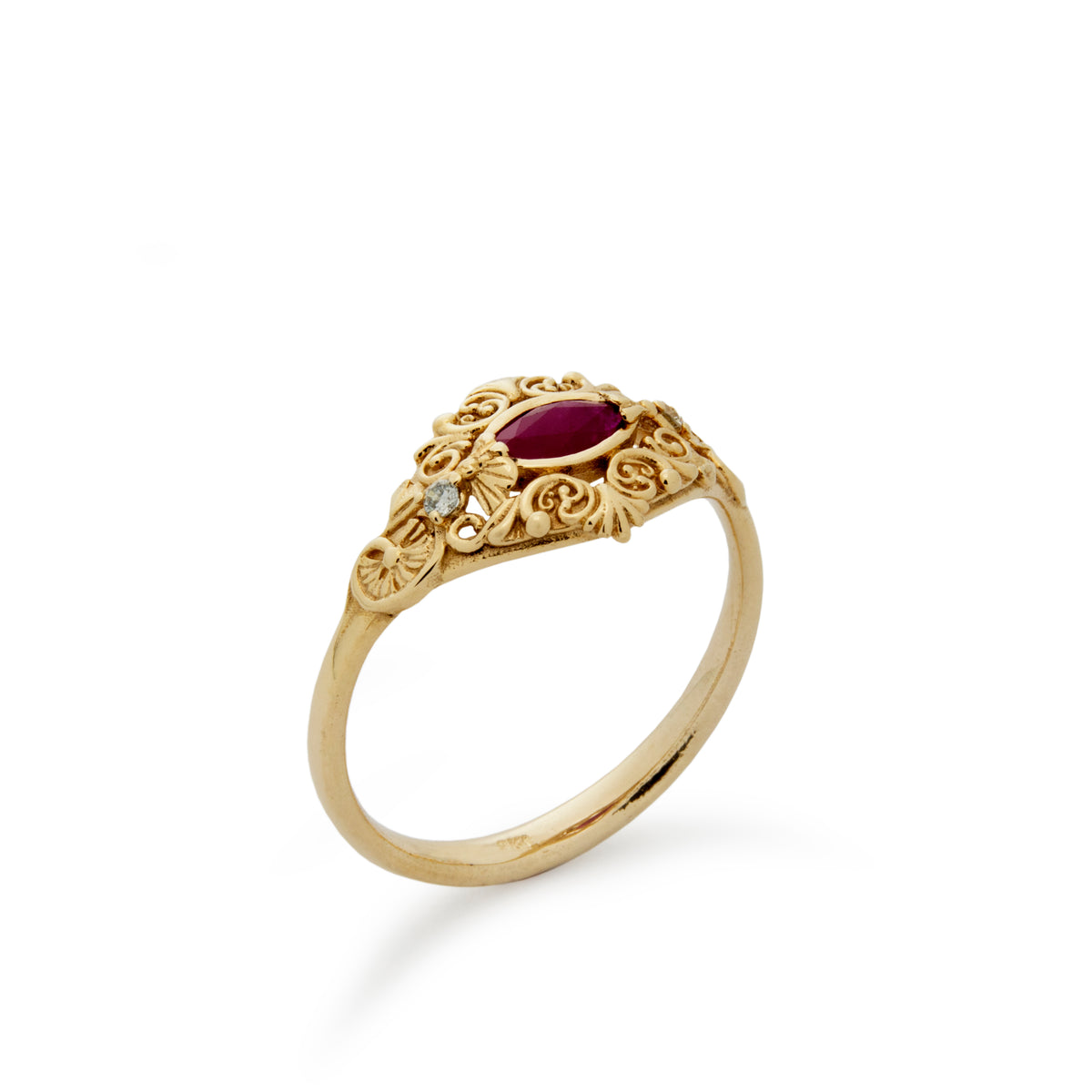 RG1885 Victorian Ring with Ruby and Diamonds