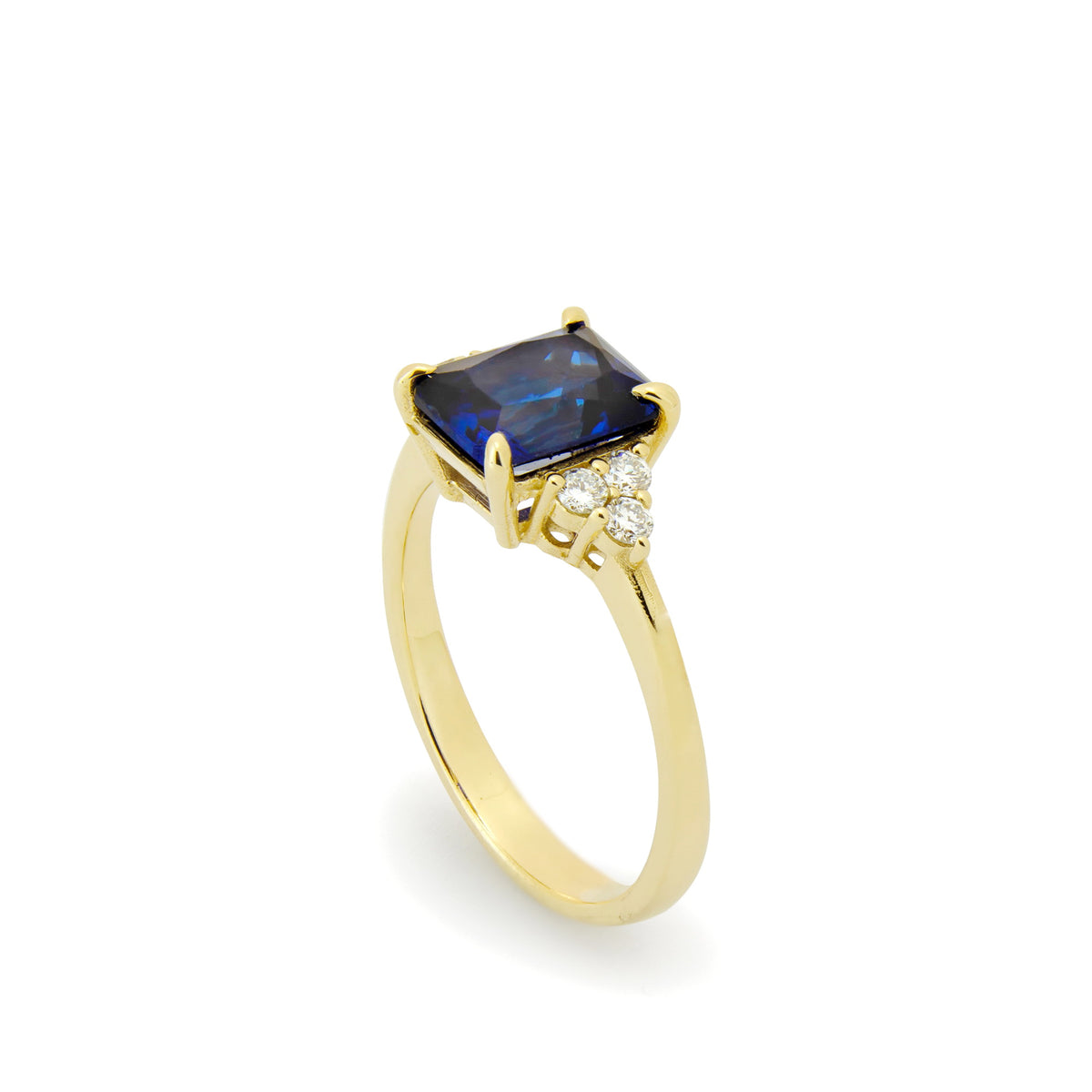 RG1888 Gold Ring with Blue Square Sapphire and Diamonds