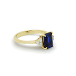 RG1888 Gold Ring with Blue Square Sapphire and Diamonds