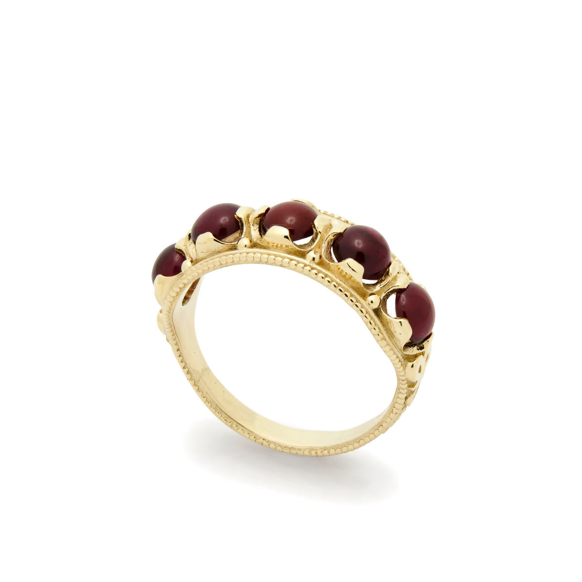 RG1890 Gold Ring with Five Red Garnets