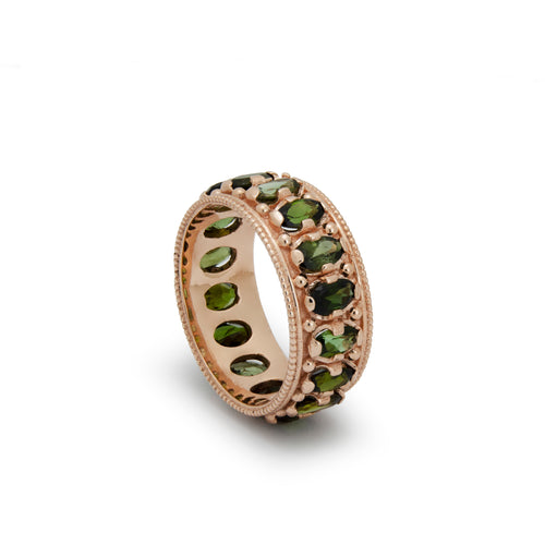RG1891 Rose Gold Victorian band with Green Tourmaline