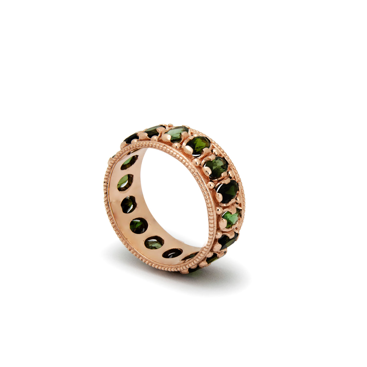 RG1891 Rose Gold Victorian band with Green Tourmaline