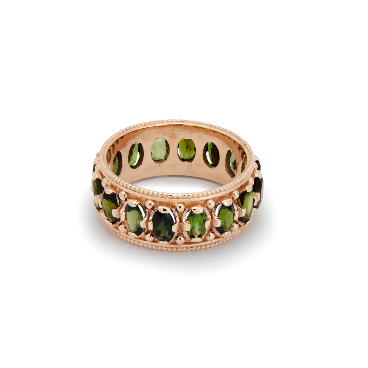 RG1891 Rose Gold Victorian band with Green Tourmaline