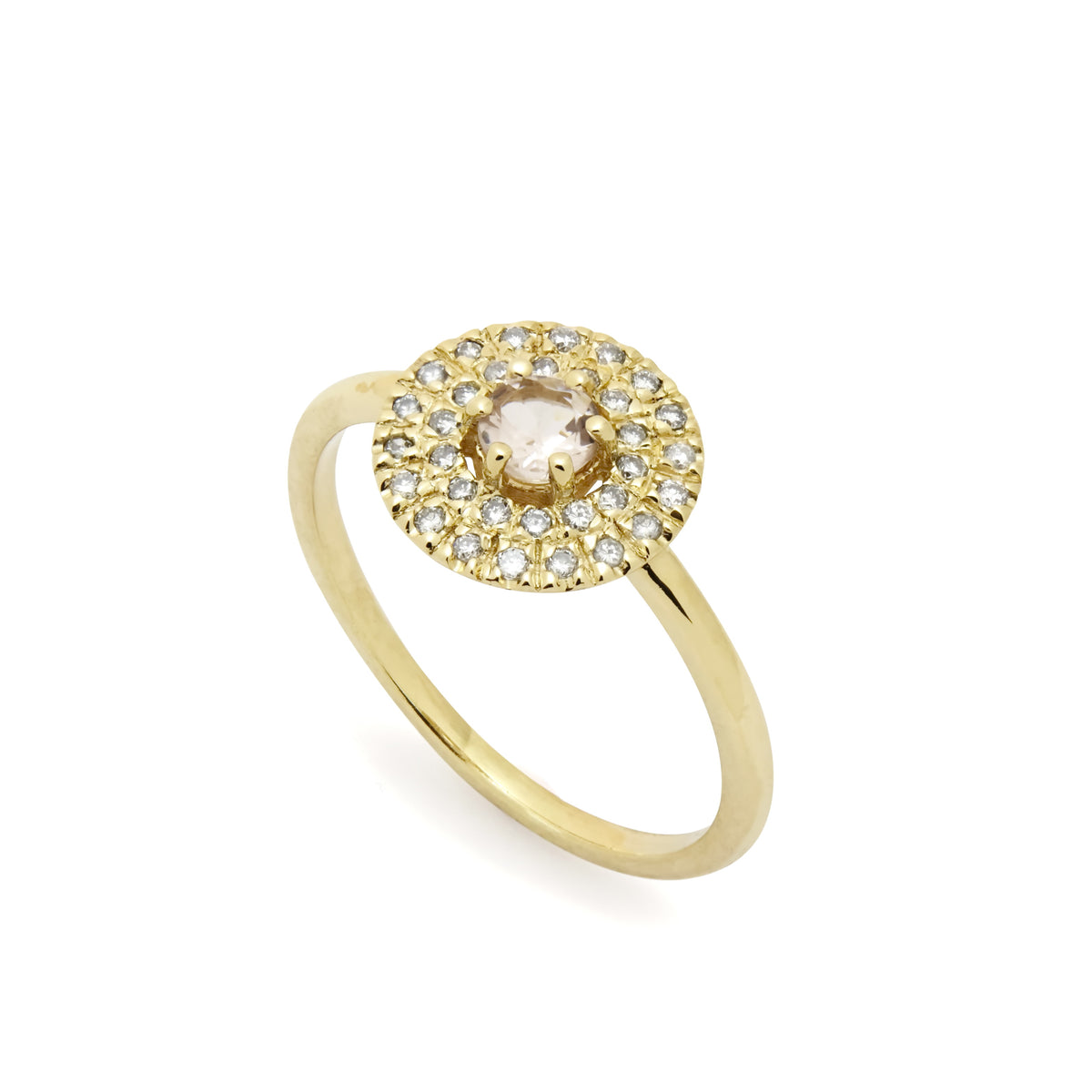 RG1895 Elegant Gold Ring with Morganite and Diamond