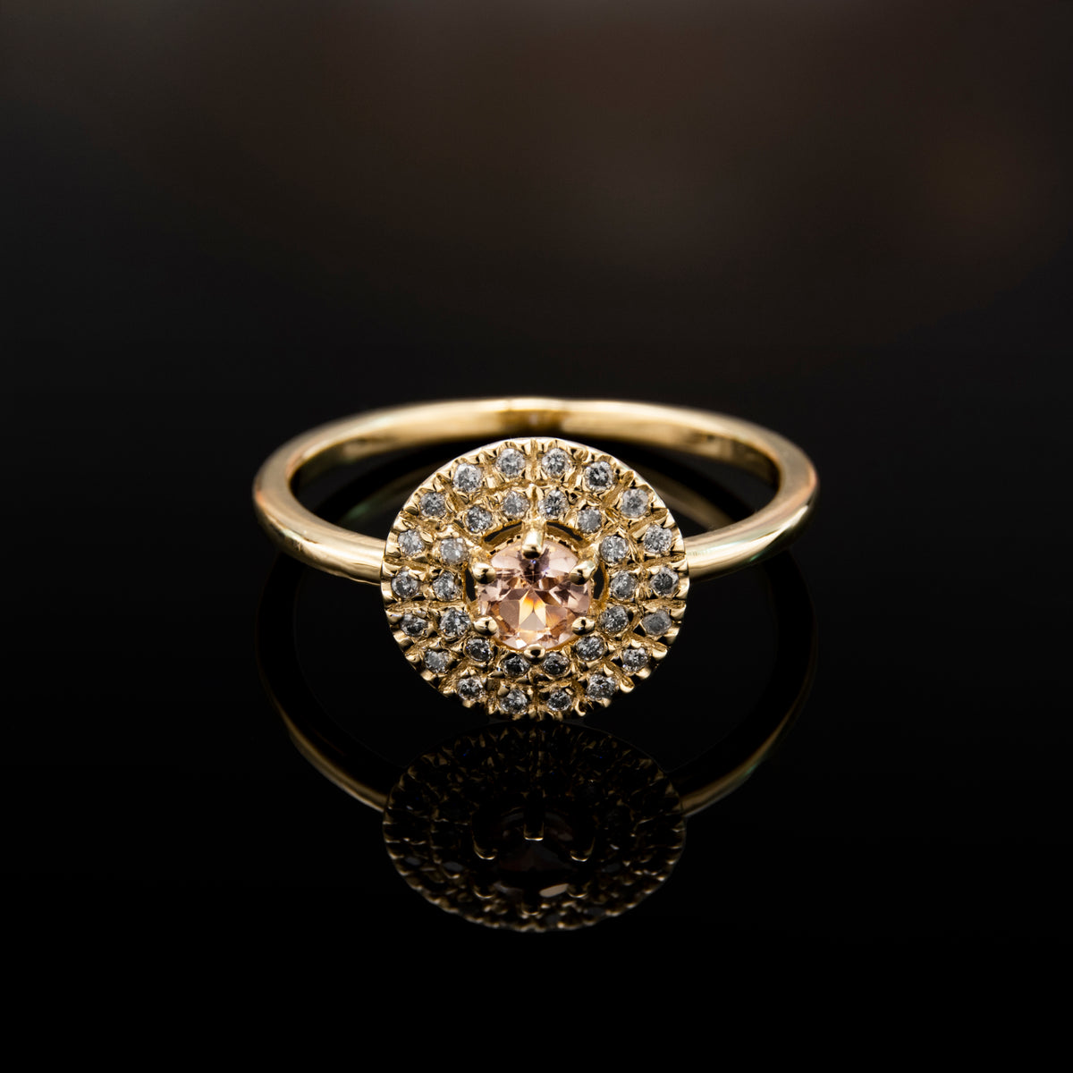 RG1895 Elegant Gold Ring with Morganite and Diamond