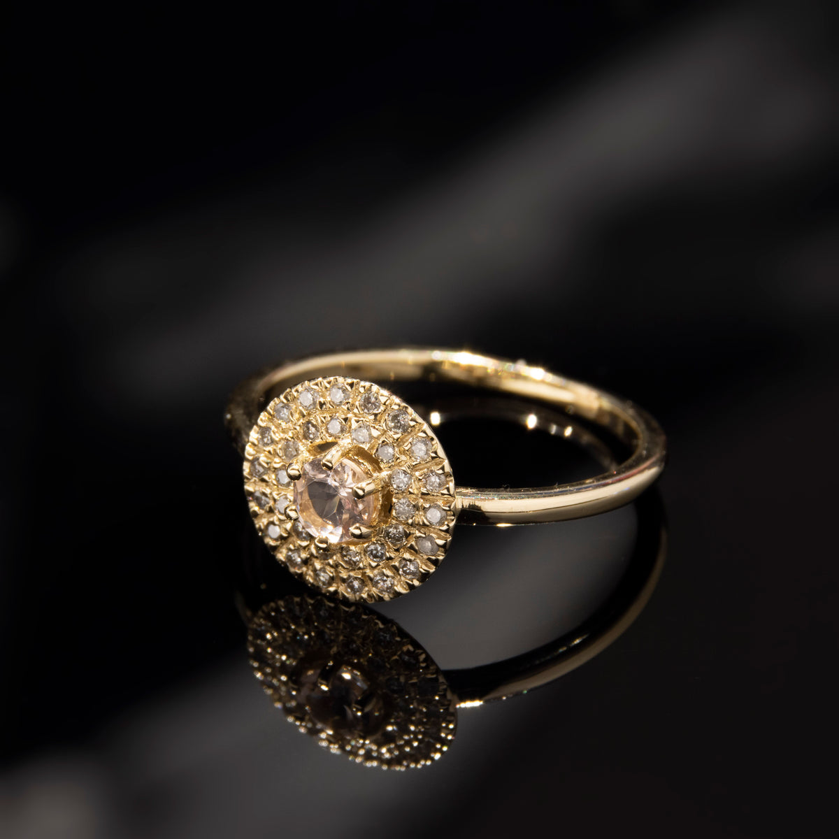 RG1895 Elegant Gold Ring with Morganite and Diamond