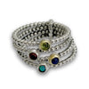 R1606G Dotted silver Birthstones ring set