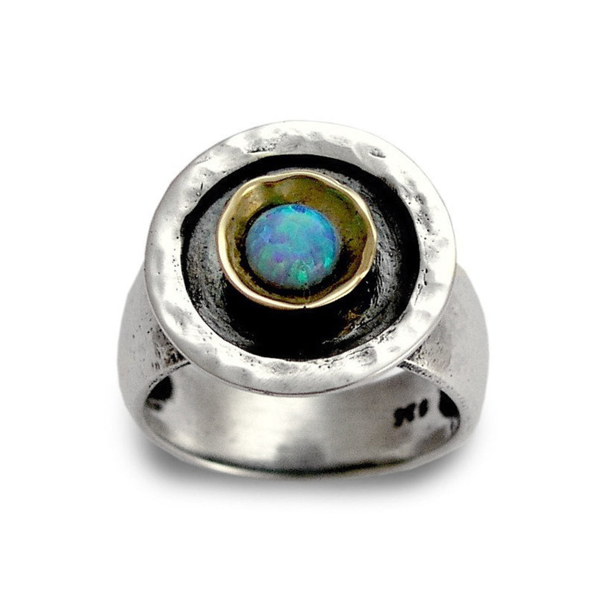 R1438C Opal Silver Bohemian ring