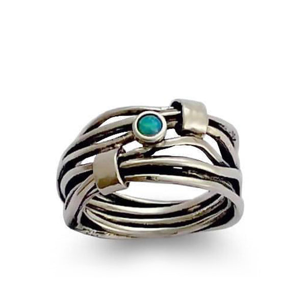 R1514X Opal Silver wrap ring