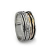 R1738C Rustic Ring with Rose Gold and Silver Spinners