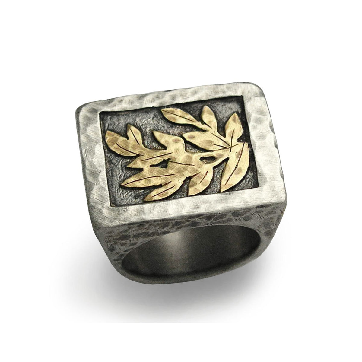 R1300G Gold Leaves Signet ring