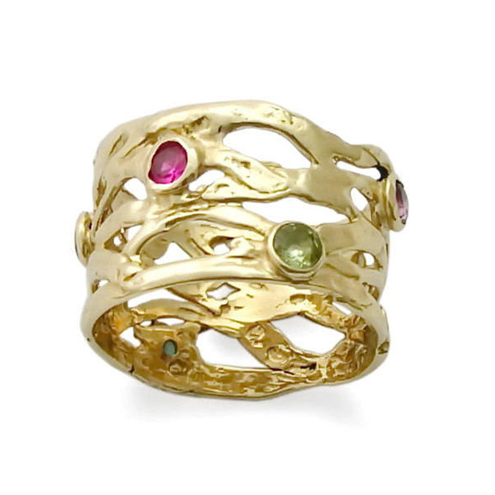 RG1378 Birthstones organic gold ring – ArtisanEffect