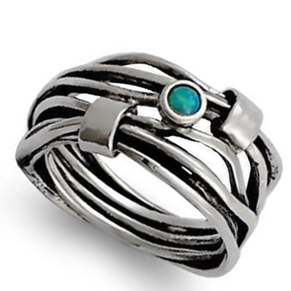 R1514X Opal Silver wrap ring