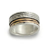 R1738C Rustic Ring with Rose Gold and Silver Spinners