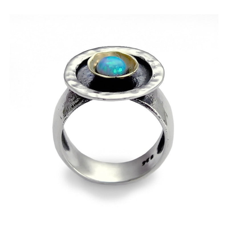 R1438C Opal Silver Bohemian ring