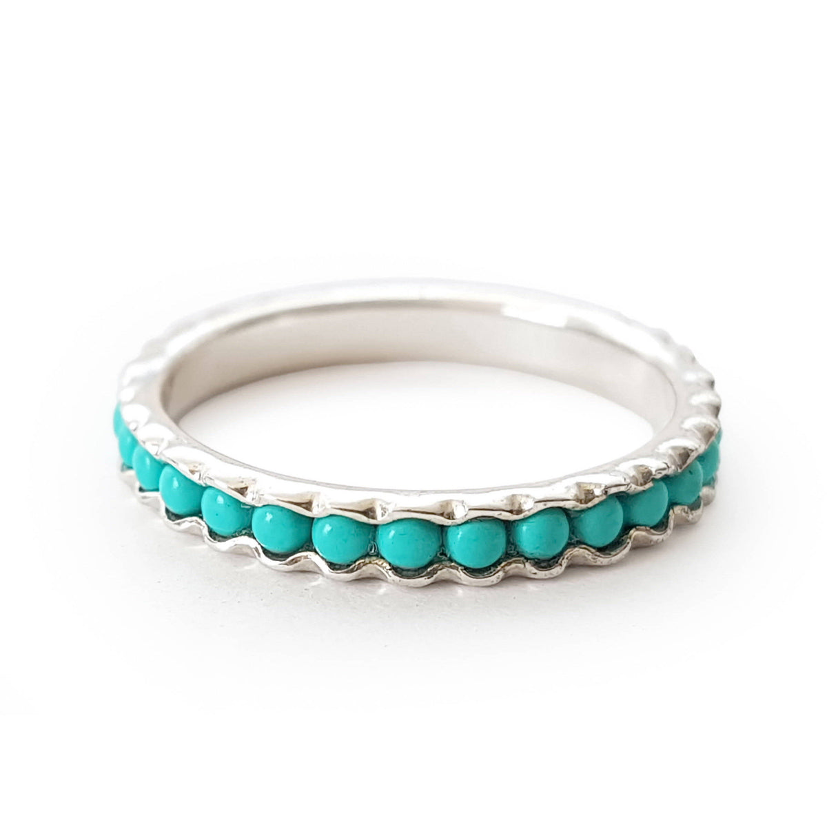 R0911S Silver Turquoise Stackable ring