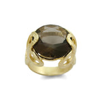 RG1747 Smokey Quartz Textured gold ring