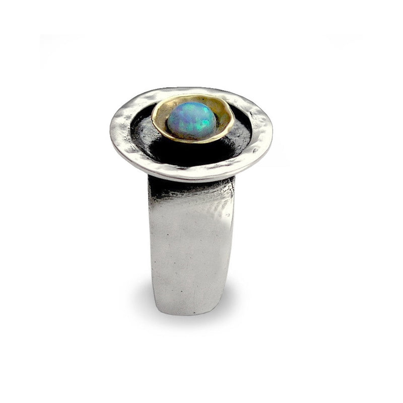 R1438C Opal Silver Bohemian ring