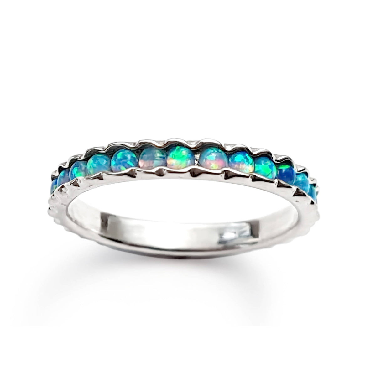 R0911S Silver Opal Eternity ring