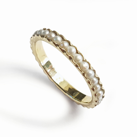 RG0911 Gold Stacking Ring with Pearls