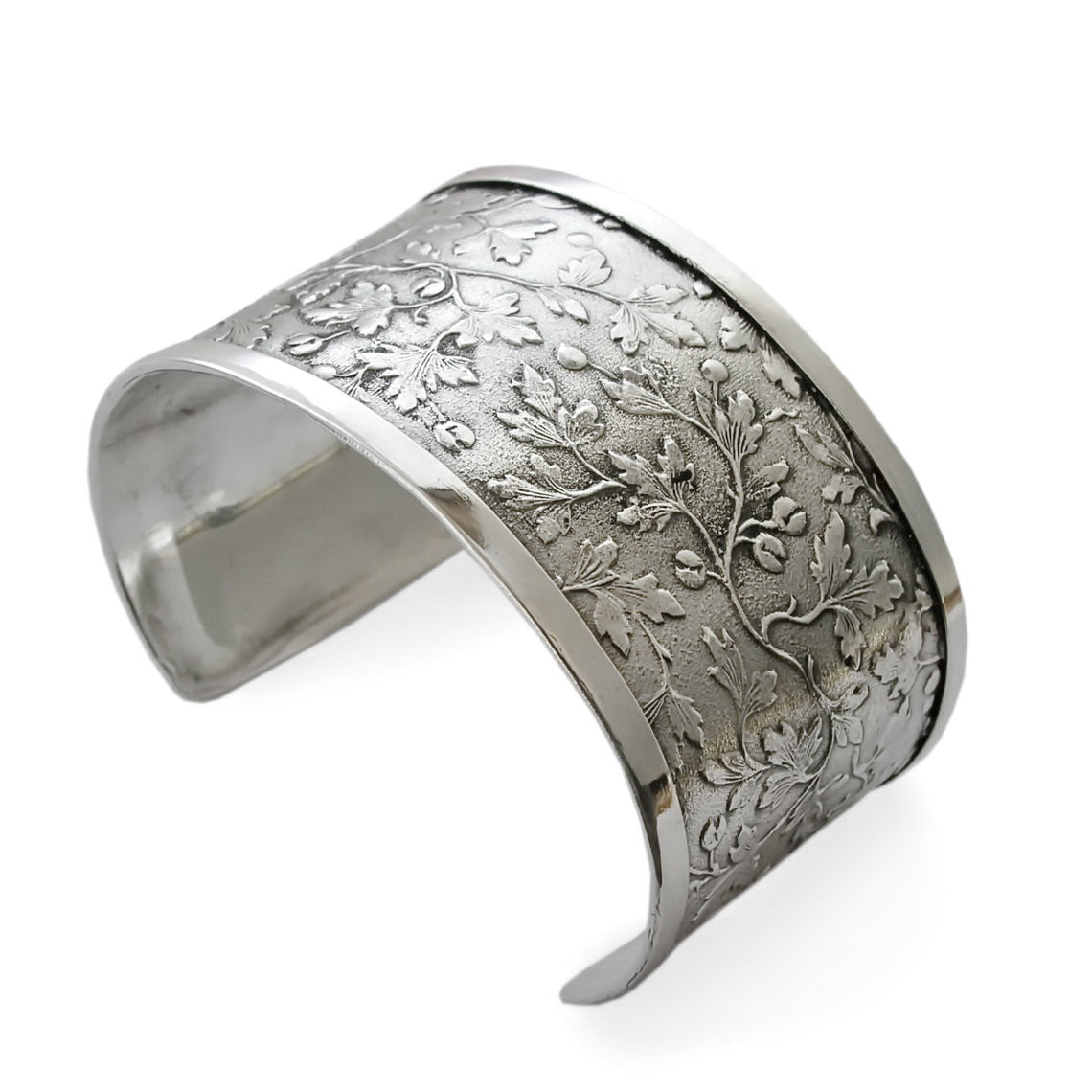 BK6723-1 Silver Floral Bangle