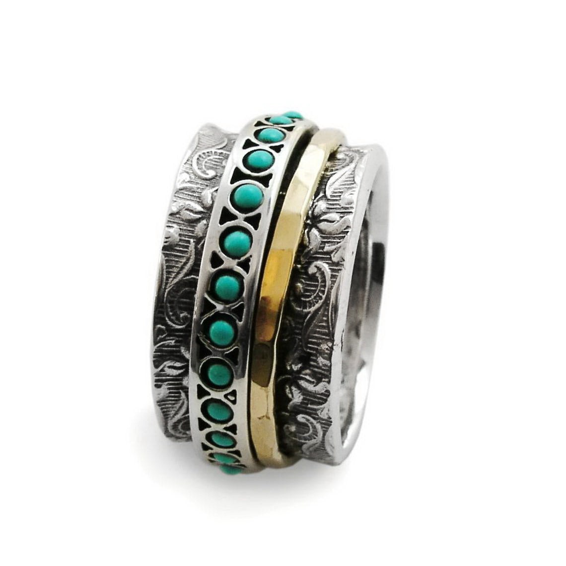 R1209G Floral Band with Turquoise Spinner