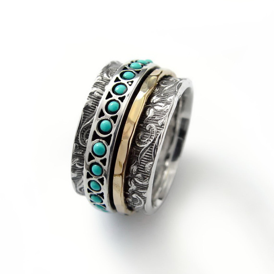 R1209G Floral Band with Turquoise Spinner