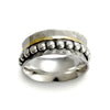 R1743A Hammered silver band with dotted spinner