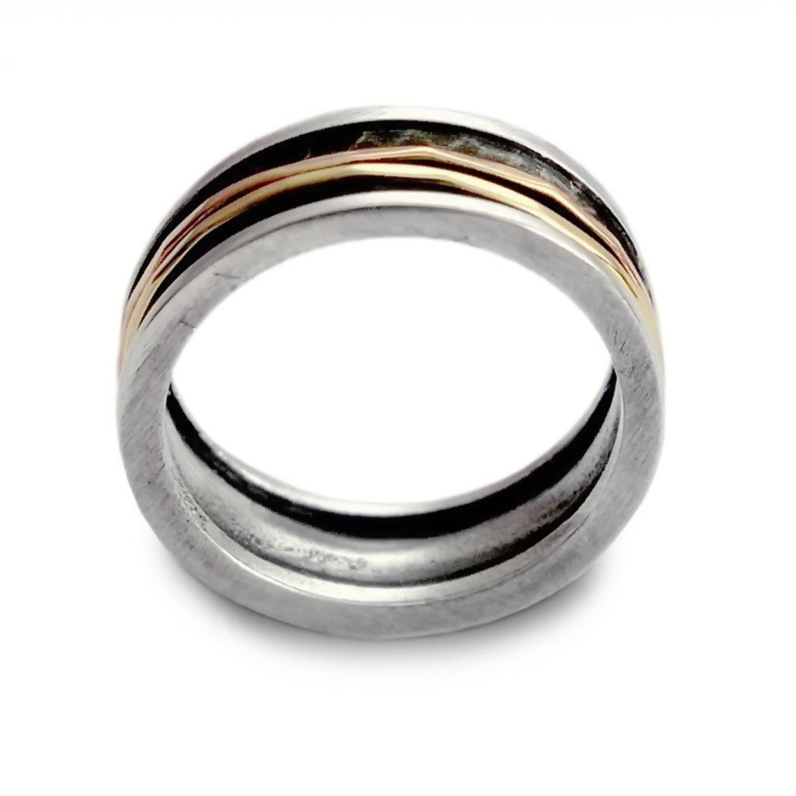 R1079B Men Spinner Ring with Rose and Yellow gold