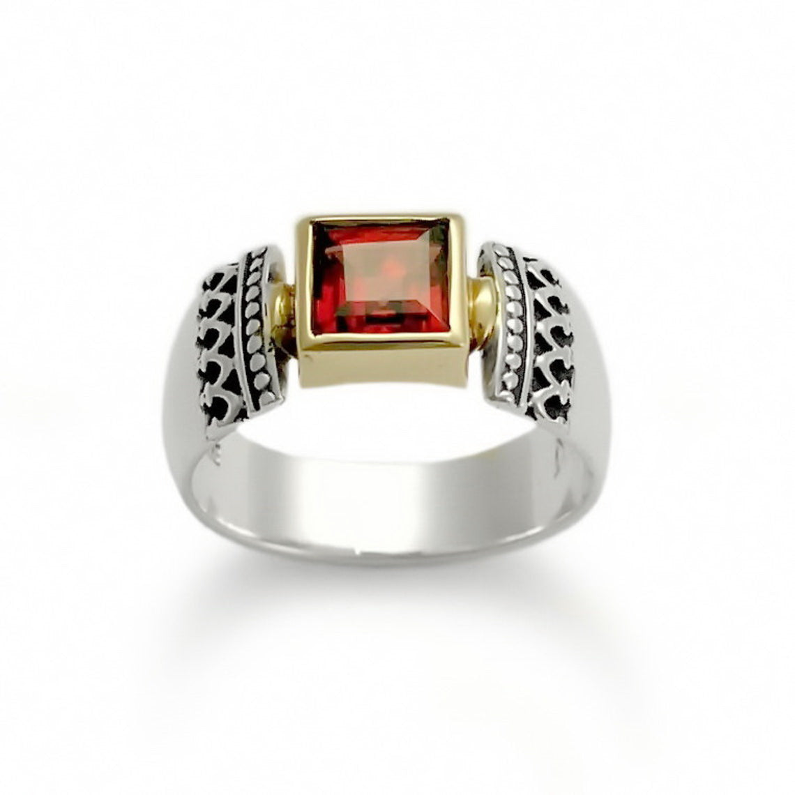 R0184 Square Garnet ethnic ring