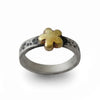 R1319H Rustic Silver and Gold flower ring