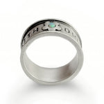 R1572 Monogram silver band with Opal