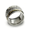 R1734A Wide Textured Silver Band with 5 Spinners