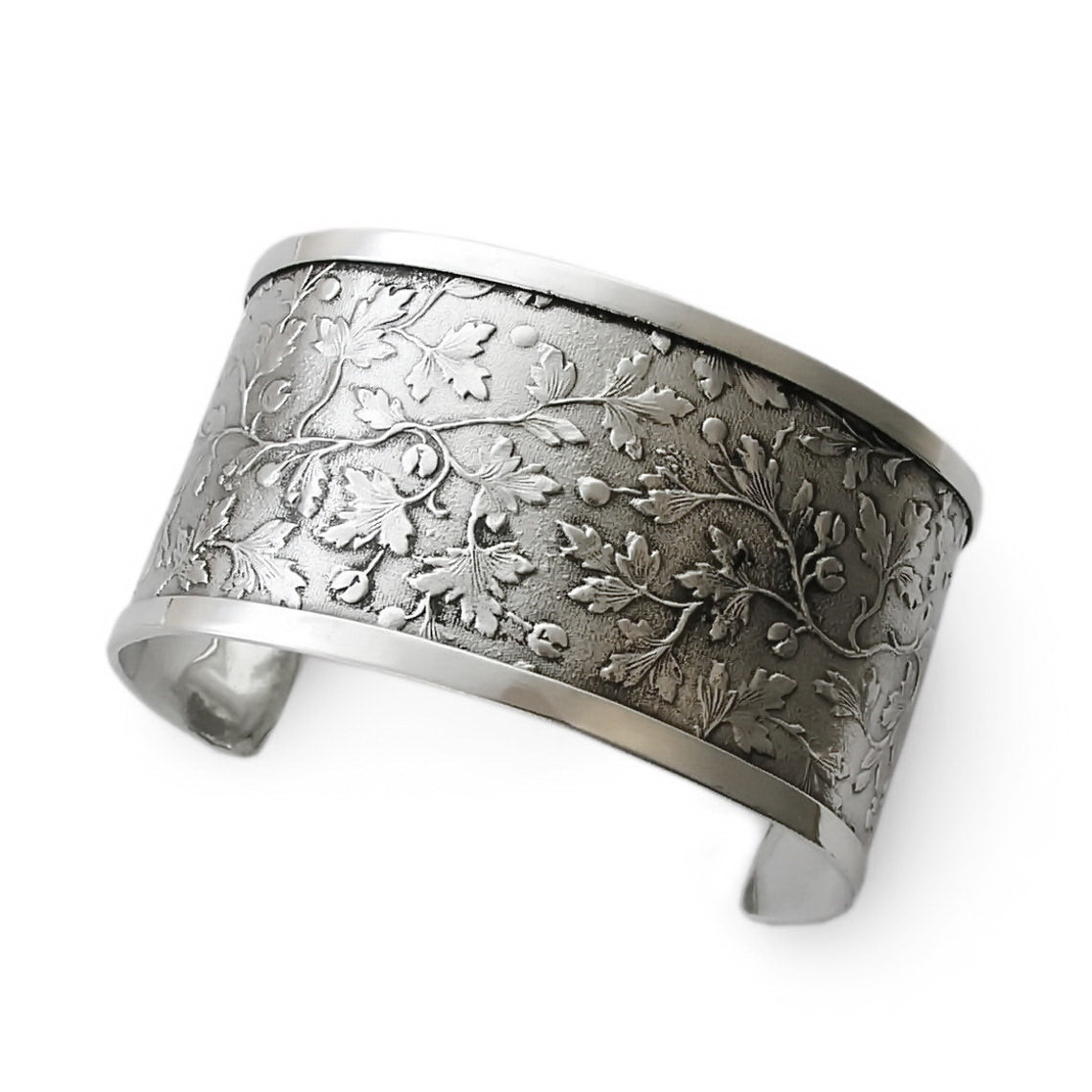 BK6723-1 Silver Floral Bangle