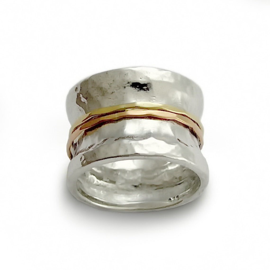 R1740A Wide mixed metals spinner ring