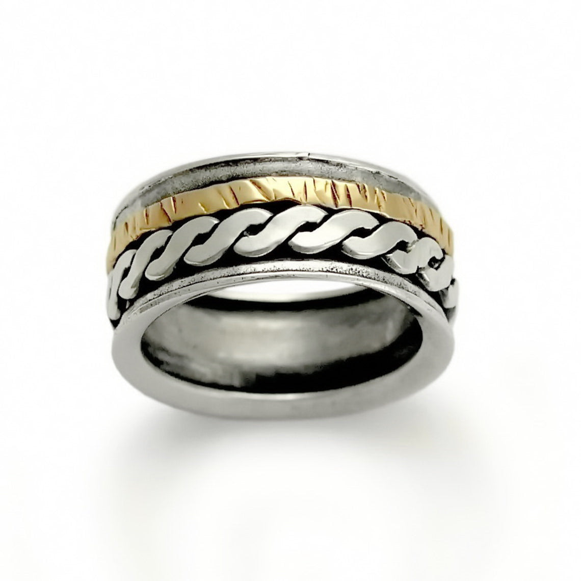 R1363 Rustic braided men ring