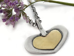 N4516A Rustic mixed metals heart necklace